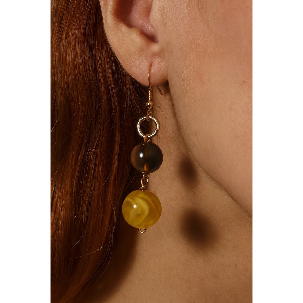 Double Bead Dangle Stainless Ear hook Earrings